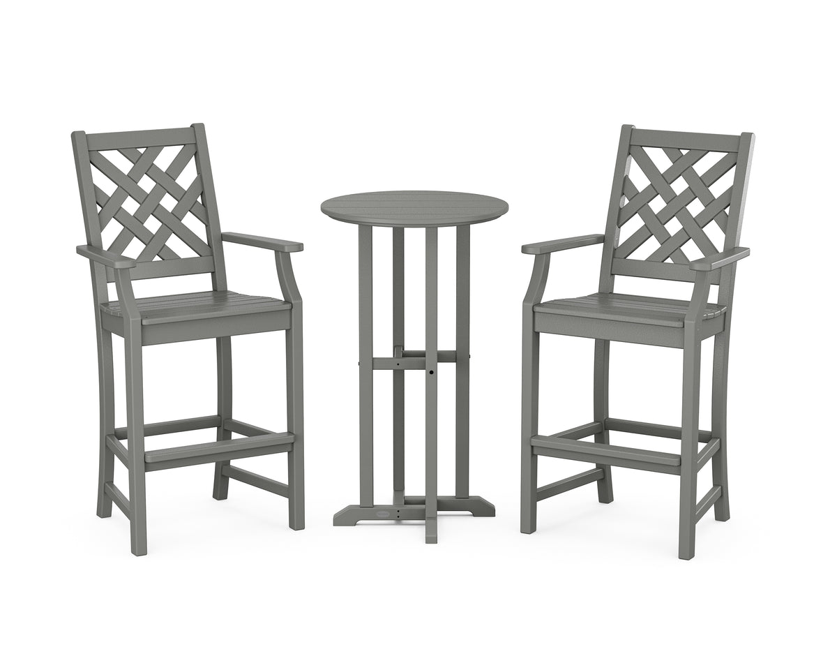 POLYWOOD Country Living Wovendale 3-Piece Farmhouse Bar Set in Slate Grey