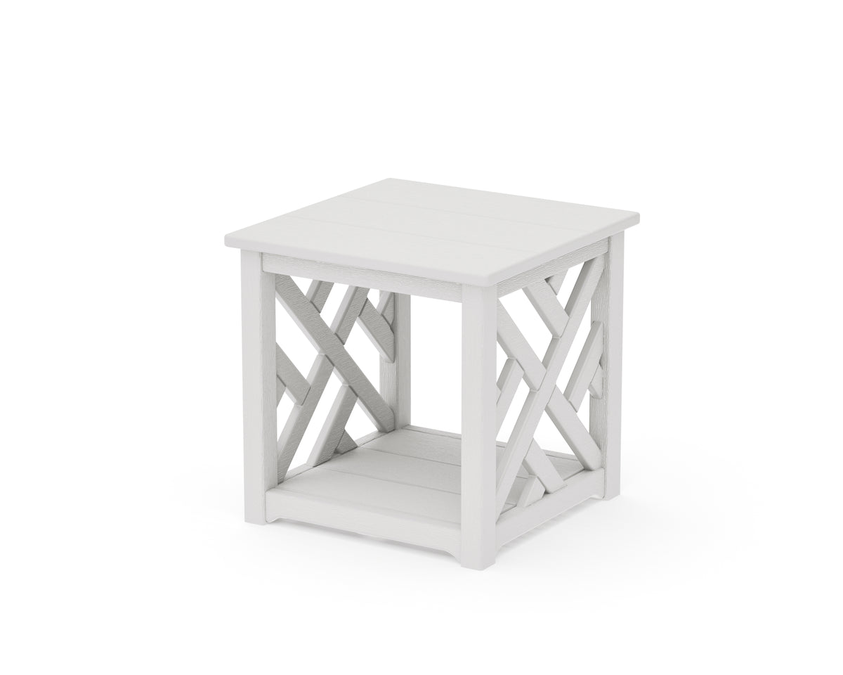 POLYWOOD Chippendale Accent Table in Vintage White