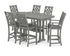 POLYWOOD Country Living Wovendale Arm Chair 7-Piece Bar Set with Trestle Legs in Slate Grey