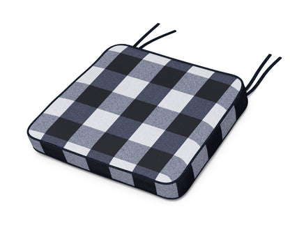 POLYWOOD Chinoiserie Arm Chair Seat Cushion in Buffalo Plaid Marine Indigo