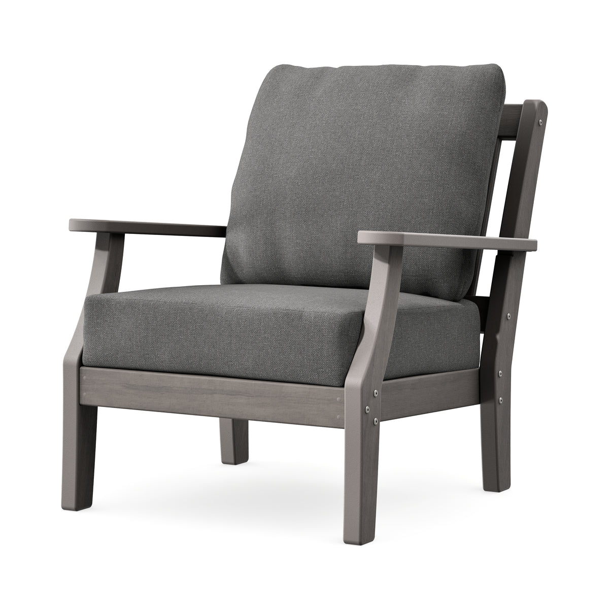 POLYWOOD Chinoiserie Deep Seating Chair in Driftwood / Ash Charcoal