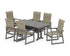 POLYWOOD EDGE Woven High-Back Arm Chair 7-Piece Farmhouse Dining Set with Trestle Legs in Slate Grey / Dune Grass