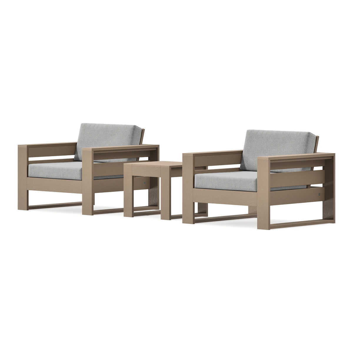 POLYWOOD PW Designer Series Latitude 3-Piece Lounge Chair Set in Vintage Sahara / Grey Mist