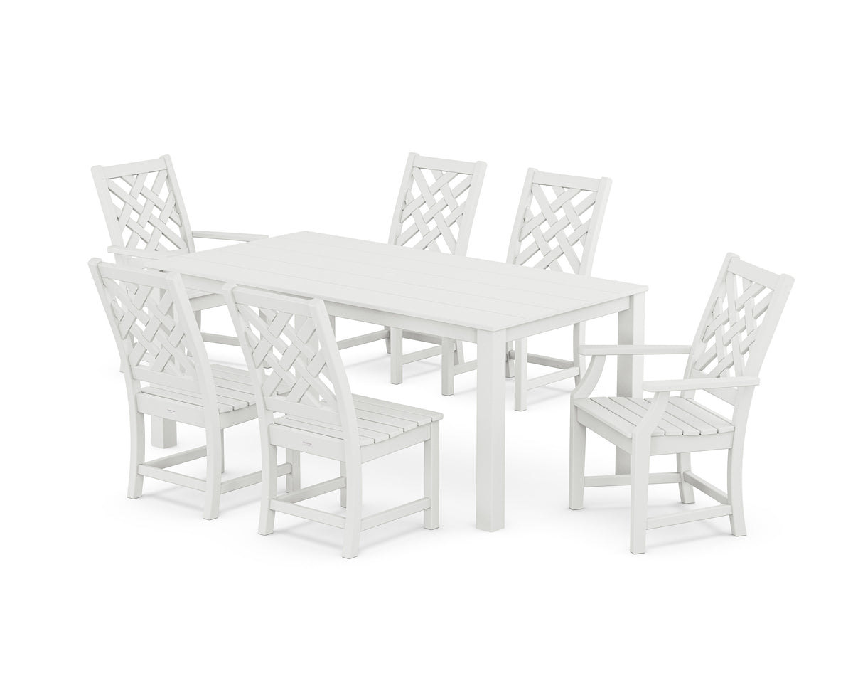 POLYWOOD Wovendale 7-Piece Parsons Dining Set in White