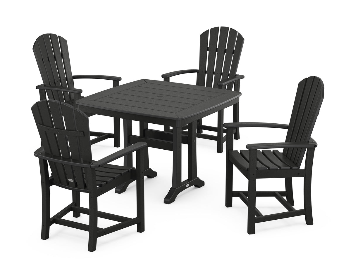 POLYWOOD Palm Coast 5-Piece Dining Set with Trestle Legs - 37" Table in Black
