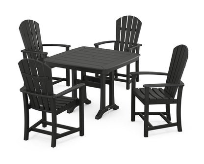 POLYWOOD Palm Coast 5-Piece Dining Set with Trestle Legs - 37" Table in Black