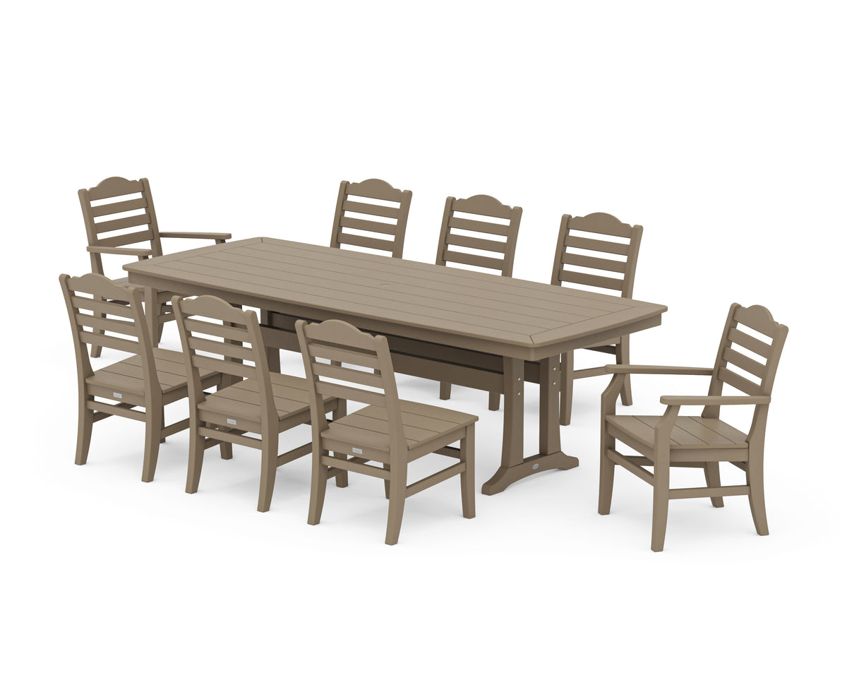 POLYWOOD Savannah 9-Piece Dining Set with Trestle Legs in Vintage Sahara