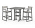 POLYWOOD EDGE Sling Arm Chair 3-Piece Farmhouse Bar Set with Trestle Legs in Slate Grey / Birch