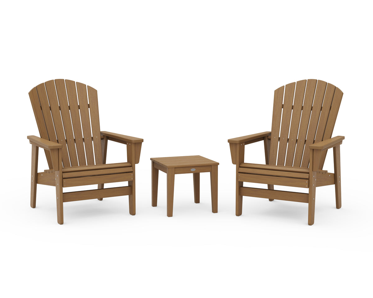 POLYWOOD 3-Piece Nautical Grand Upright Adirondack Set in Natural