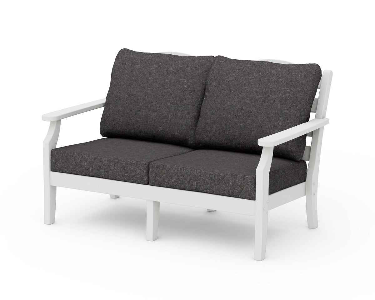 POLYWOOD Savannah Deep Seating Loveseat in Vintage White / Ash Charcoal