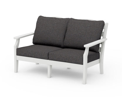 POLYWOOD Savannah Deep Seating Loveseat in Vintage White / Ash Charcoal