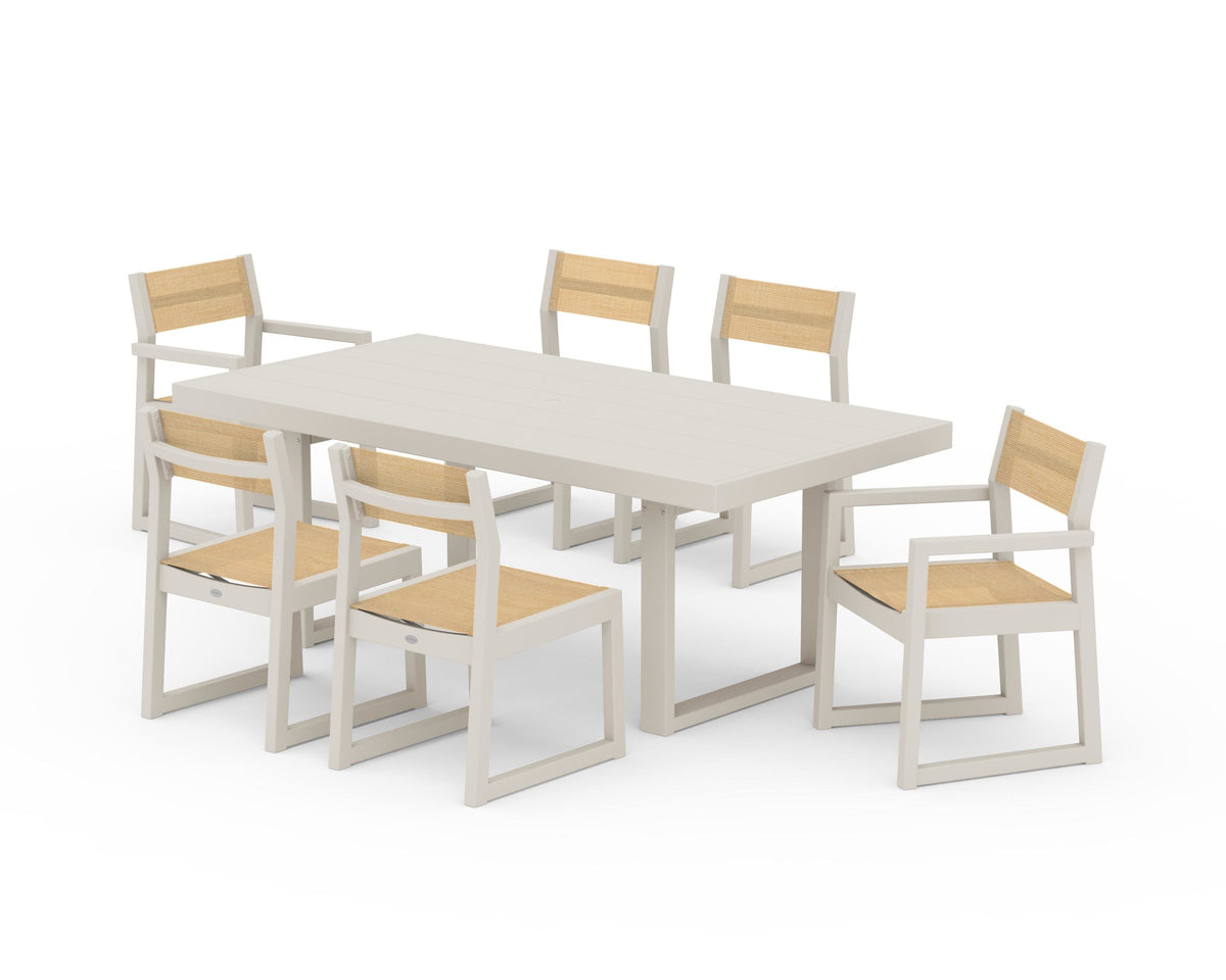 POLYWOOD EDGE Sling 7-Piece Dining Set in Sand / Dupioni Apricot