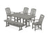 POLYWOOD Cottage 6-Piece Farmhouse Dining Set with Bench in Slate Grey