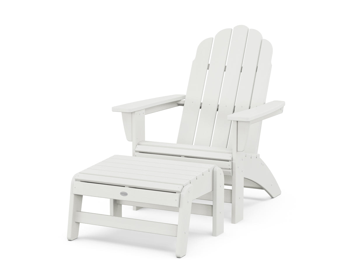 POLYWOOD Vineyard Grand Adirondack Chair with Ottoman in Vintage White