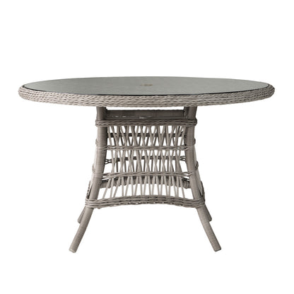 Lloyd Flanders Mackinac 48" Round Umbrella Dining Table with Woven Top, lifestyle photo 2
