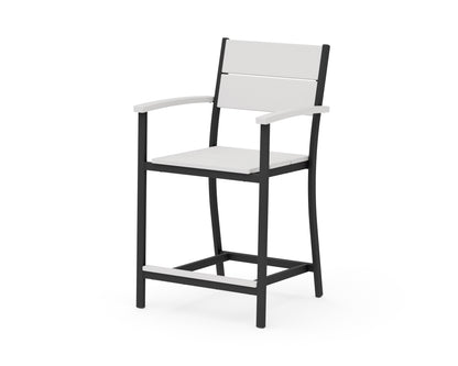 POLYWOOD Main Street Counter Arm Chair in Black / Vintage White