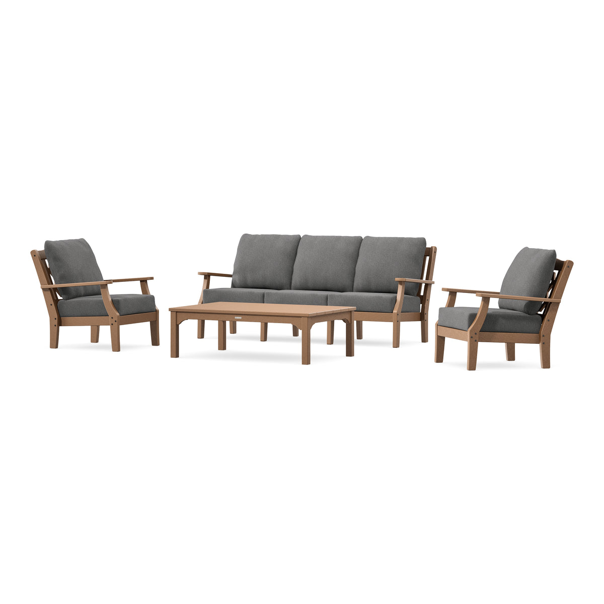 POLYWOOD Chinoiserie 4-Piece Deep Seating Set with Sofa in Teak