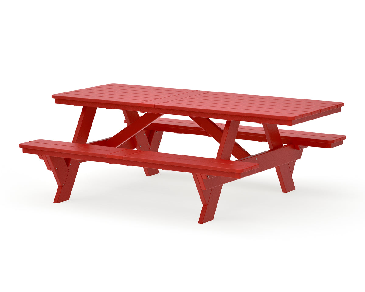POLYWOOD Rockford 85” ADA Picnic Table in Sunset Red
