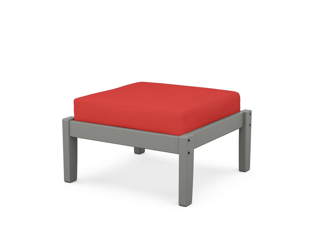 POLYWOOD Deep Seating Ottoman in Slate Grey / Crimson Linen