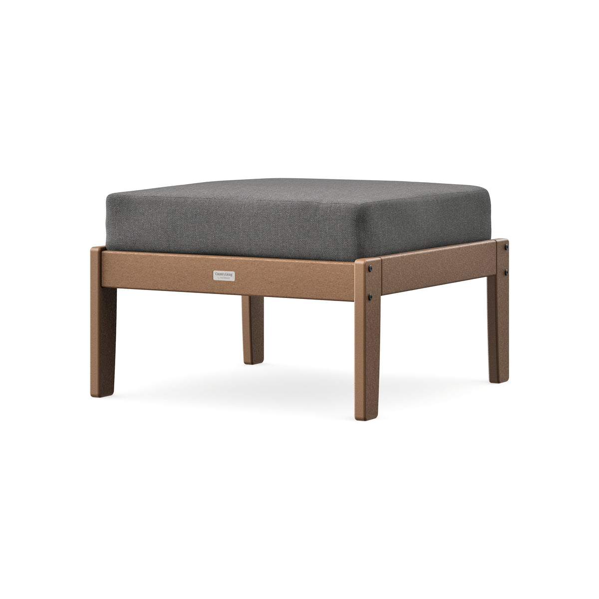 POLYWOOD Cottage Deep Seating Ottoman in Teak / Ash Charcoal