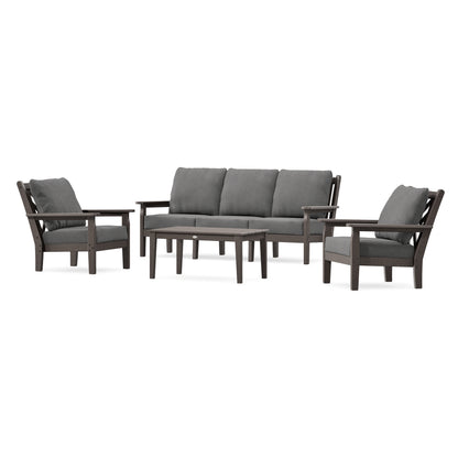 POLYWOOD Chippendale 4-Piece Deep Seating Set with Sofa in Vintage Coffee