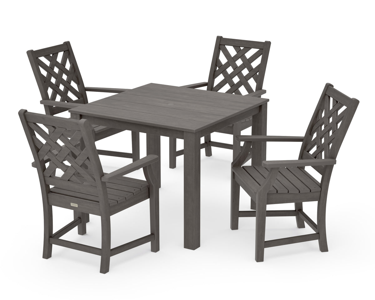 POLYWOOD Wovendale 5-Piece Parsons Dining Set in Driftwood
