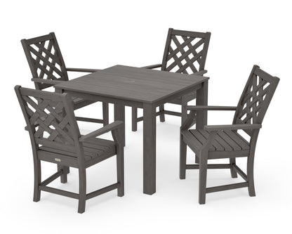 POLYWOOD Wovendale 5-Piece Parsons Dining Set in Driftwood