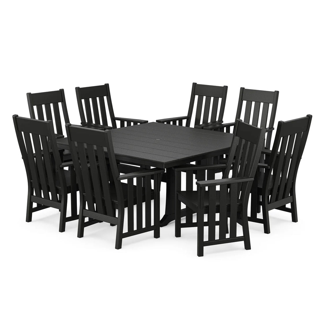 POLYWOOD Acadia 9-Piece Square Farmhouse Dining Set with Trestle Legs