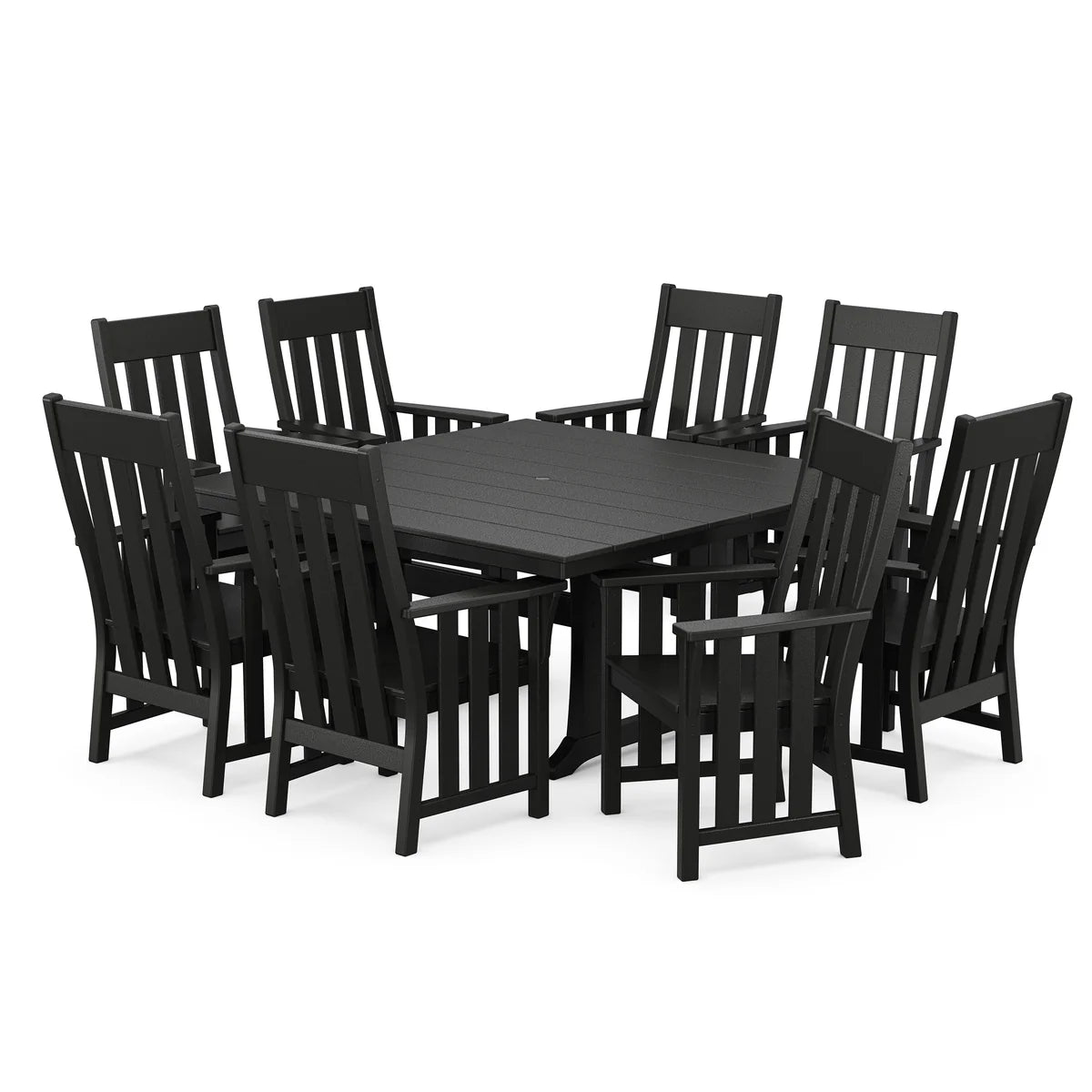 POLYWOOD Acadia 9-Piece Square Farmhouse Dining Set with Trestle Legs