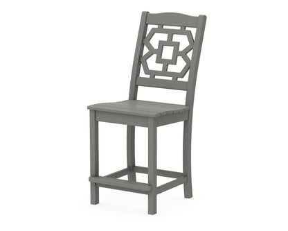 POLYWOOD Chinoiserie Counter Side Chair in Slate Grey