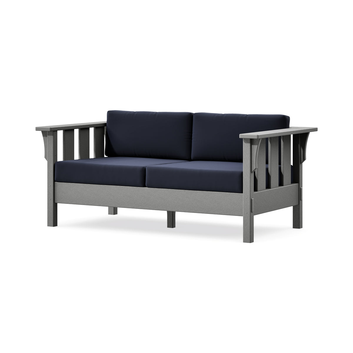 POLYWOOD Acadia Deep Seating Loveseat in Slate Grey / Navy