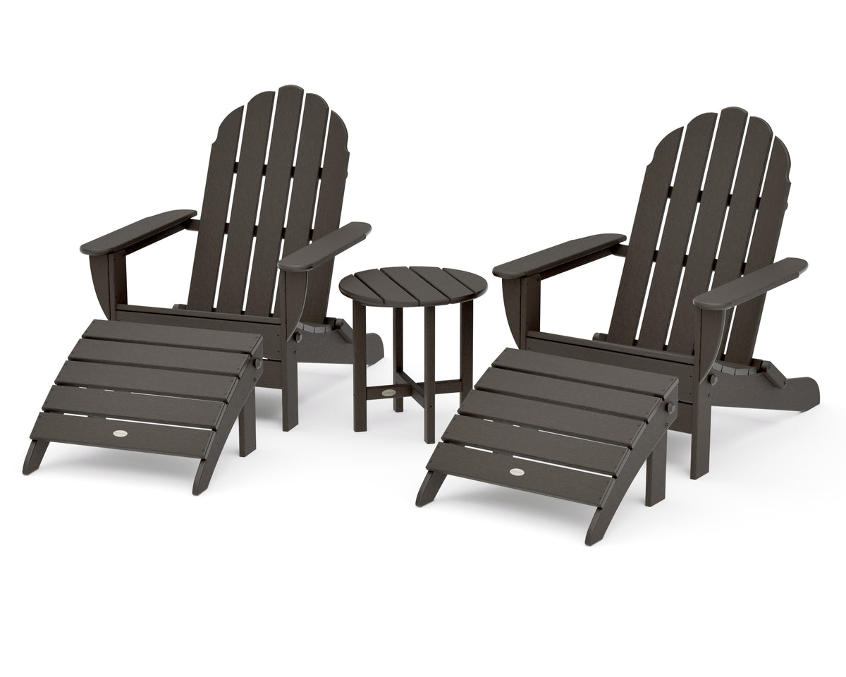 POLYWOOD Classic Oversized Adirondack 5-Piece Casual Set in Vintage Coffee