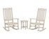 POLYWOOD Nautical 3-Piece Porch Rocking Chair Set with Round 18" Side Table in Sand