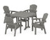 POLYWOOD Seashell 5-Piece Farmhouse Dining Set with Trestle Legs - 37" Table in Slate Grey