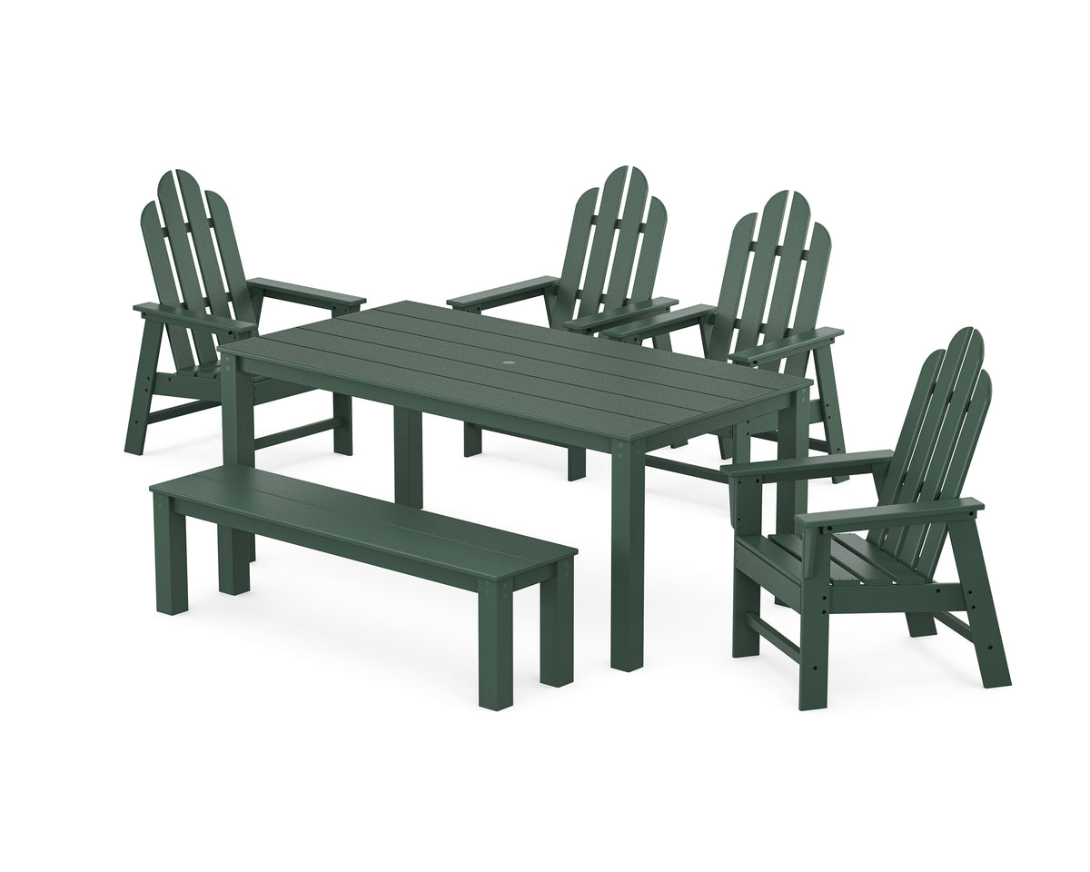 POLYWOOD Long Island 6-Piece Parsons Dining Set with Bench in Green