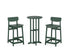 POLYWOOD Modern Studio Urban Lowback Bar Chair 3-Piece Bistro Set in Green