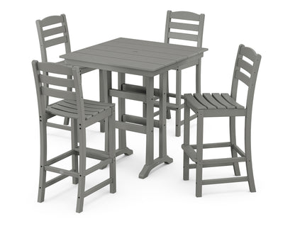 POLYWOOD La Casa Café 5-Piece Farmhouse Trestle Bar Set in Slate Grey