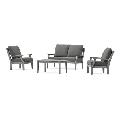 POLYWOOD Braxton 4-Piece Deep Seating Chair Set in Slate Grey