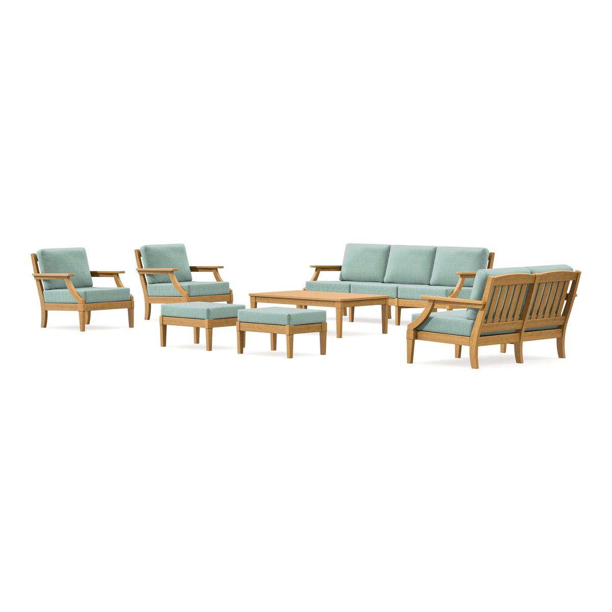 POLYWOOD PW Designer Series Estate 7-Piece Lounge Sofa Set in Natural / Glacier Spa