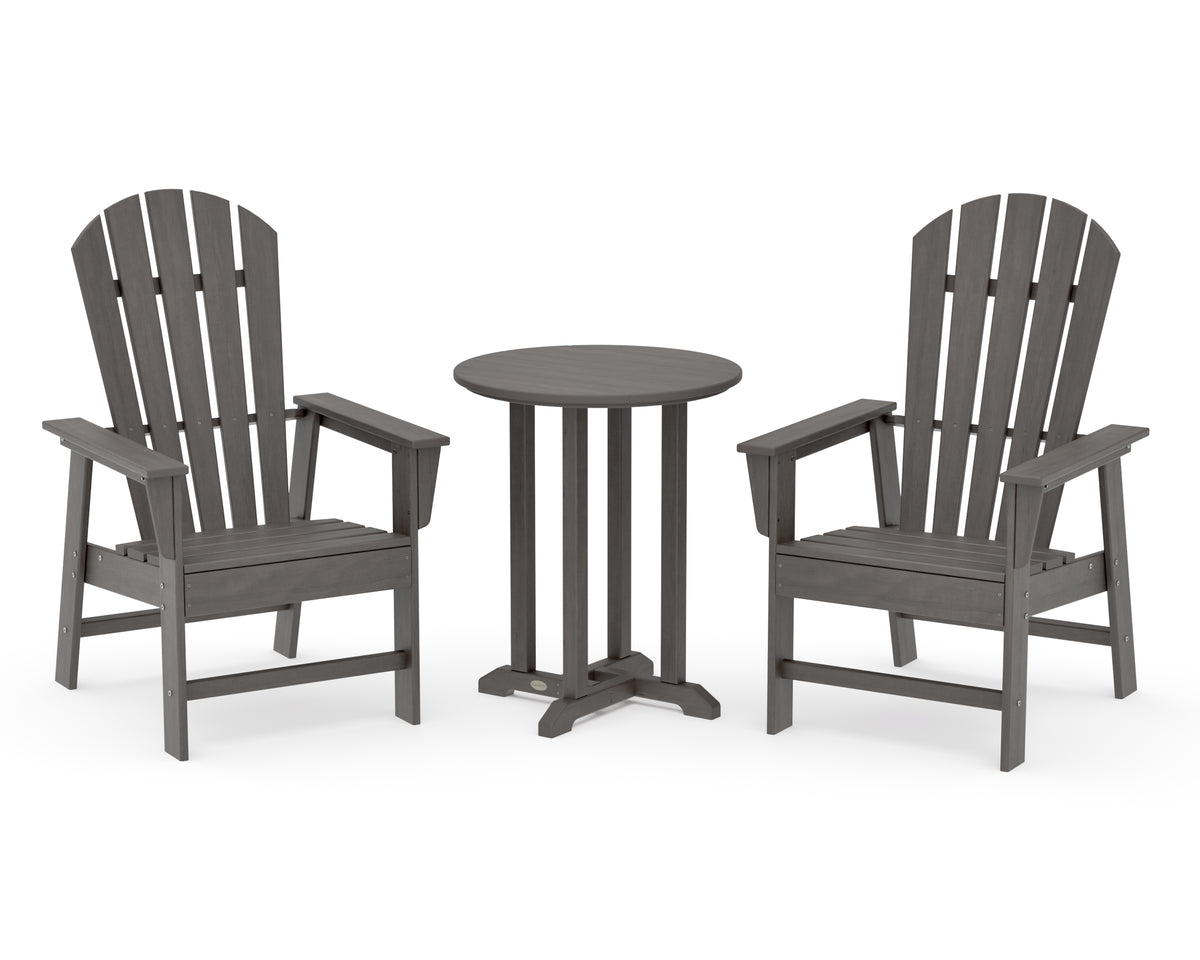 POLYWOOD South Beach 3-Piece Round Farmhouse Bistro Dining Set in Driftwood