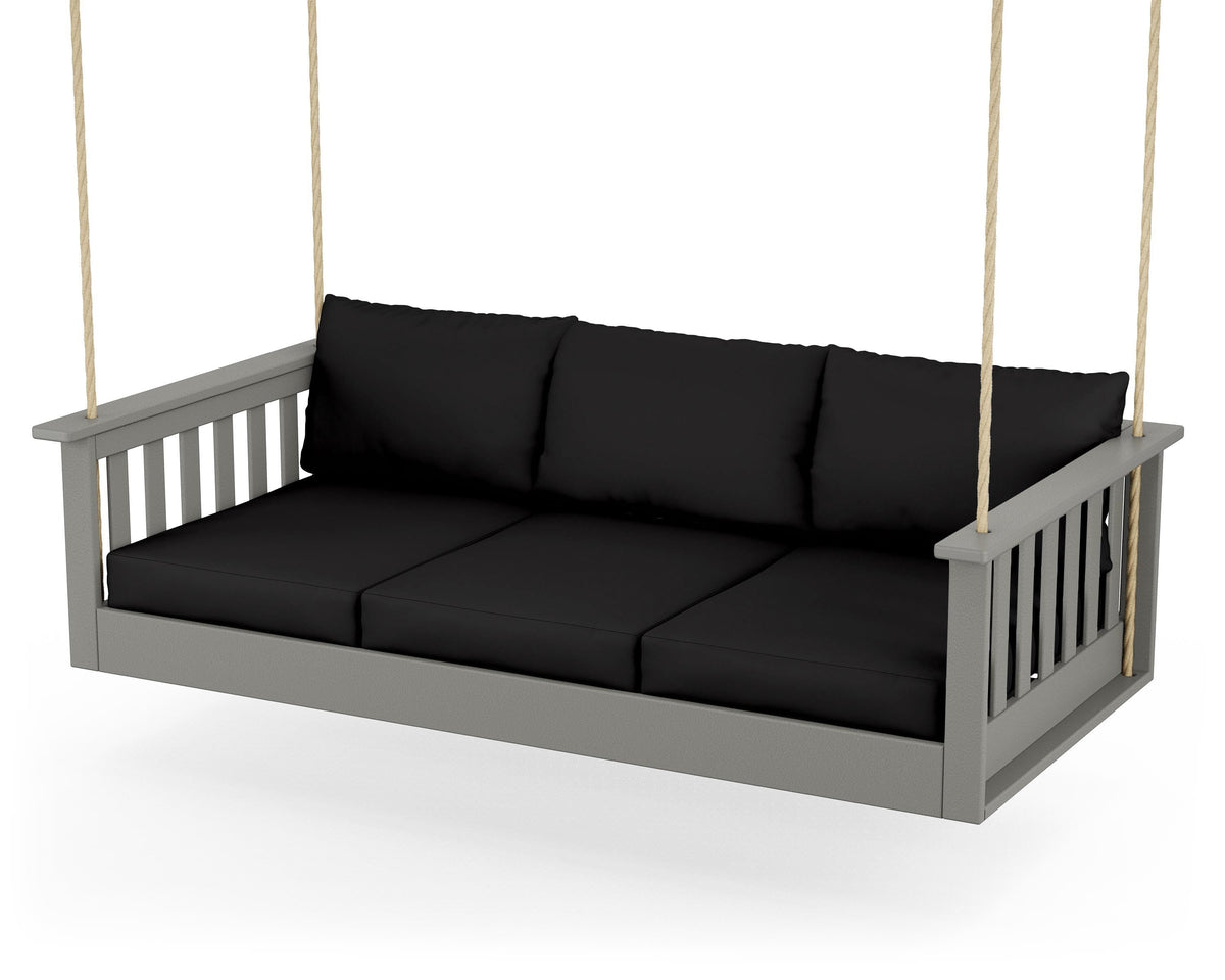 POLYWOOD Vineyard Daybed Swing in Slate Grey / Canvas Black