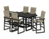 POLYWOOD EDGE Woven Highback Arm Chair 7-Piece Bar Set in Black / Dune Grass