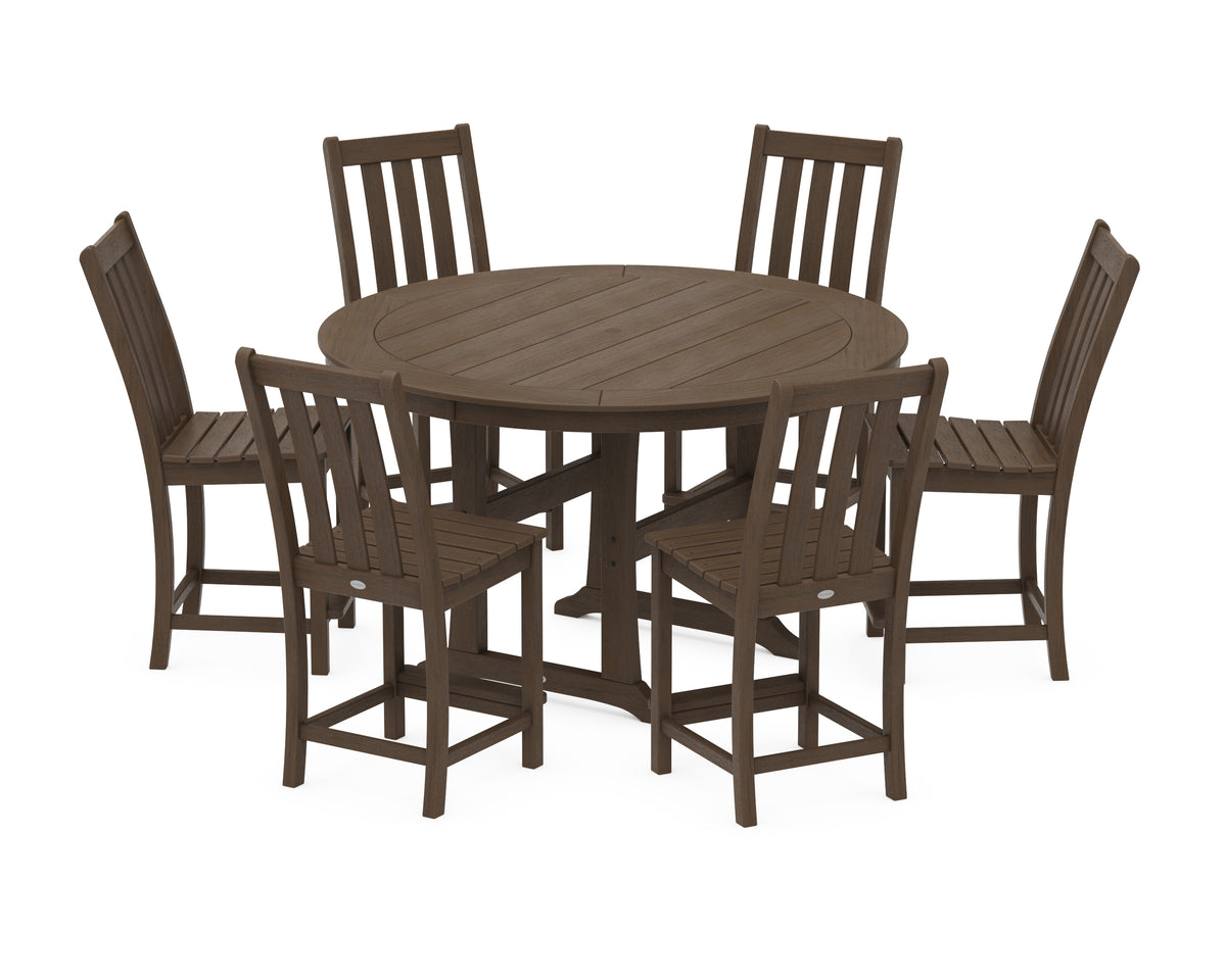 POLYWOOD Vineyard 7-Piece Side Chair Round Counter Set in Kona