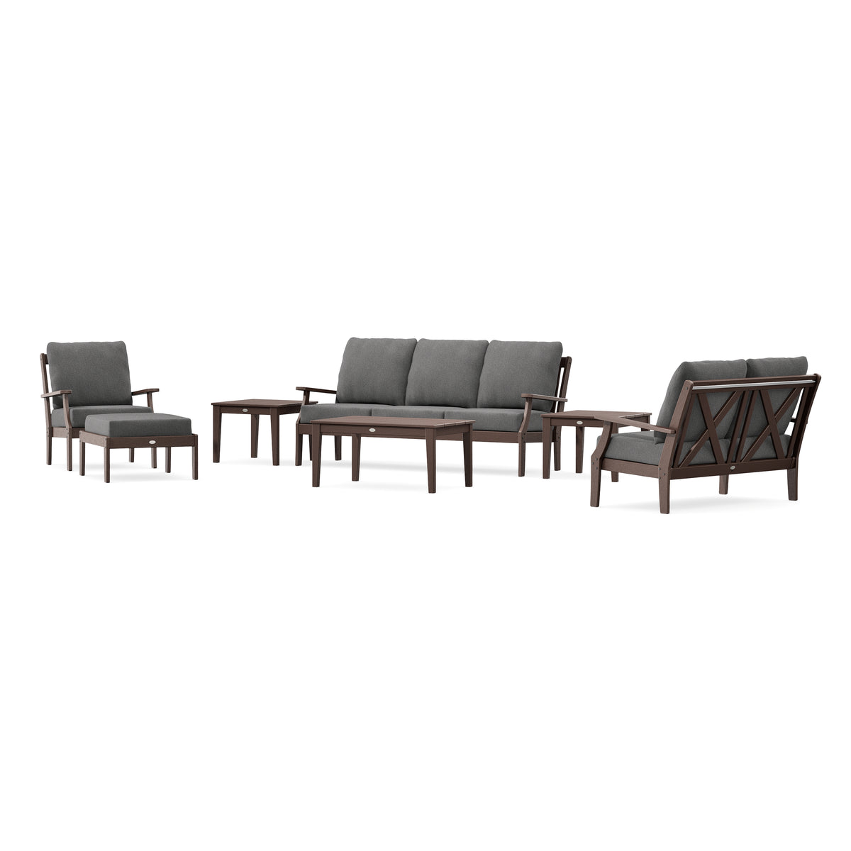 POLYWOOD Braxton 7-Piece Deep Seating Set in Mahogany