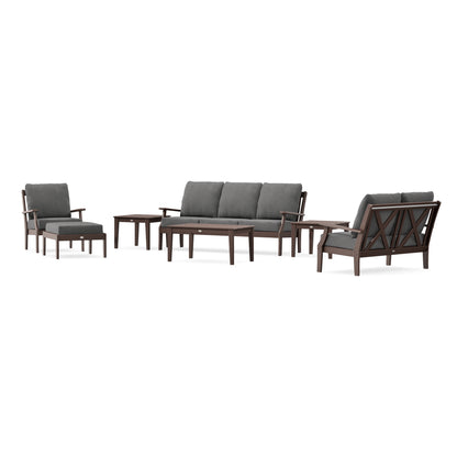 POLYWOOD Braxton 7-Piece Deep Seating Set in Mahogany