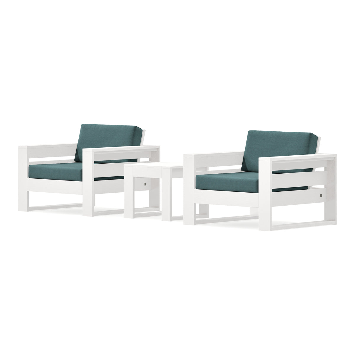 POLYWOOD PW Designer Series Latitude 3-Piece Lounge Chair Set in Vintage White / Ocean Teal