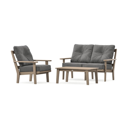 POLYWOOD Prairie 3-Piece Deep Seating Set with Loveseat in Vintage Sahara