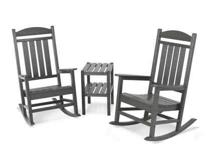 POLYWOOD Presidential 3-Piece Rocker Set in Slate Grey
