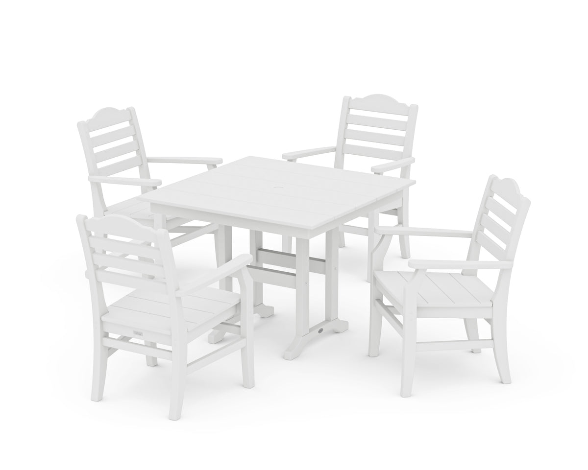 POLYWOOD Savannah 5-Piece Farmhouse Dining Set in White