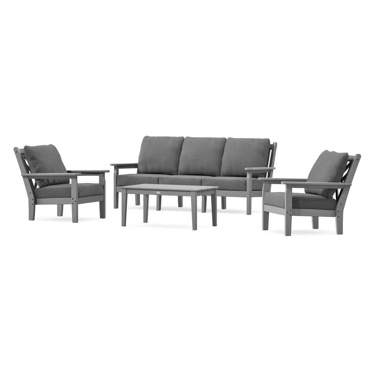 POLYWOOD Chippendale 4-Piece Deep Seating Set with Sofa in Slate Grey